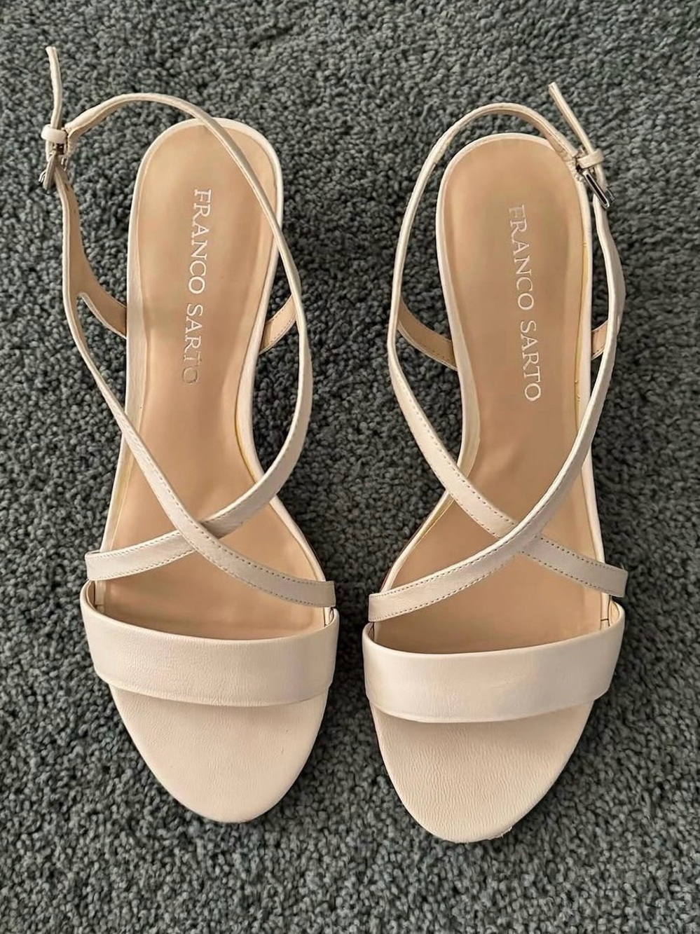 Franco Sarto White Crisscross Ankle-Strap Sandals